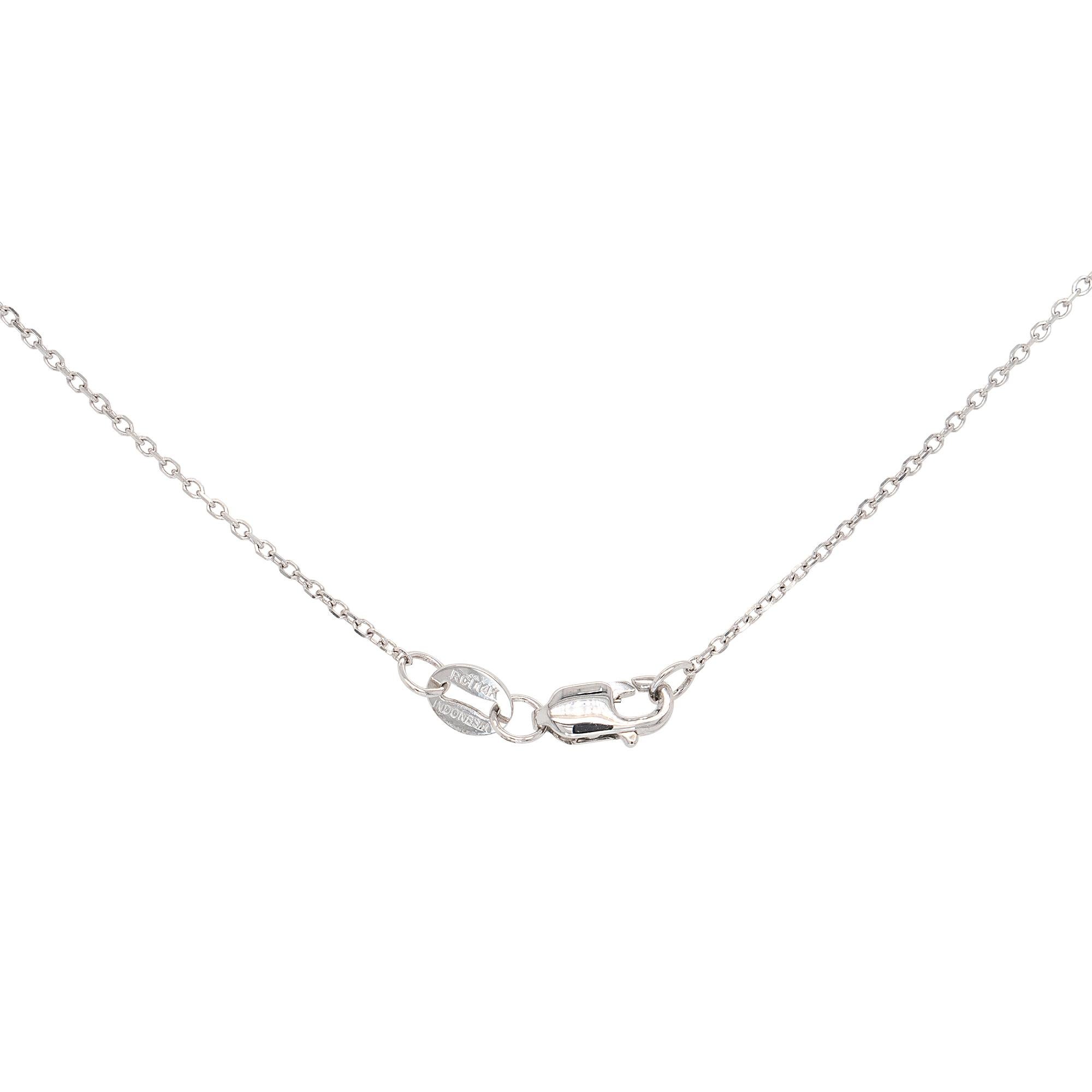 14k White Gold 0.50ctw Natural Diamond Pendant Necklace In New Condition For Sale In Boca Raton, FL