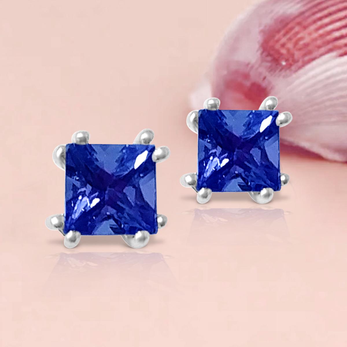 Princess Cut 14K White Gold 0.52cts Tanzanite Earring, Style#ER3.5PR100 For Sale