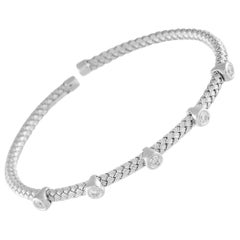 14K White Gold 0.54ct Diamond Woven Bangle Bracelet MF15-111325