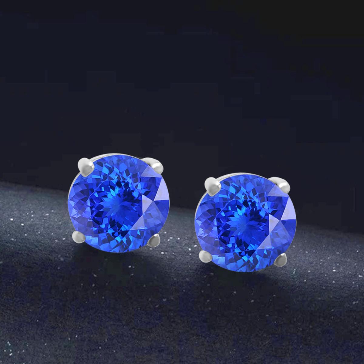 Modern 14K White Gold 0.56cts Tanzanite Earring, Style#ER4RD100 For Sale