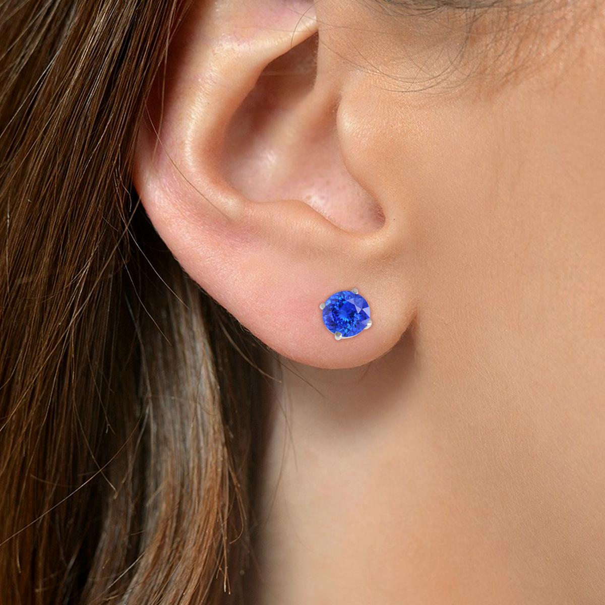 14K White Gold 0.56cts Tanzanite Earring, Style#ER4RD100 In New Condition For Sale In New York, NY