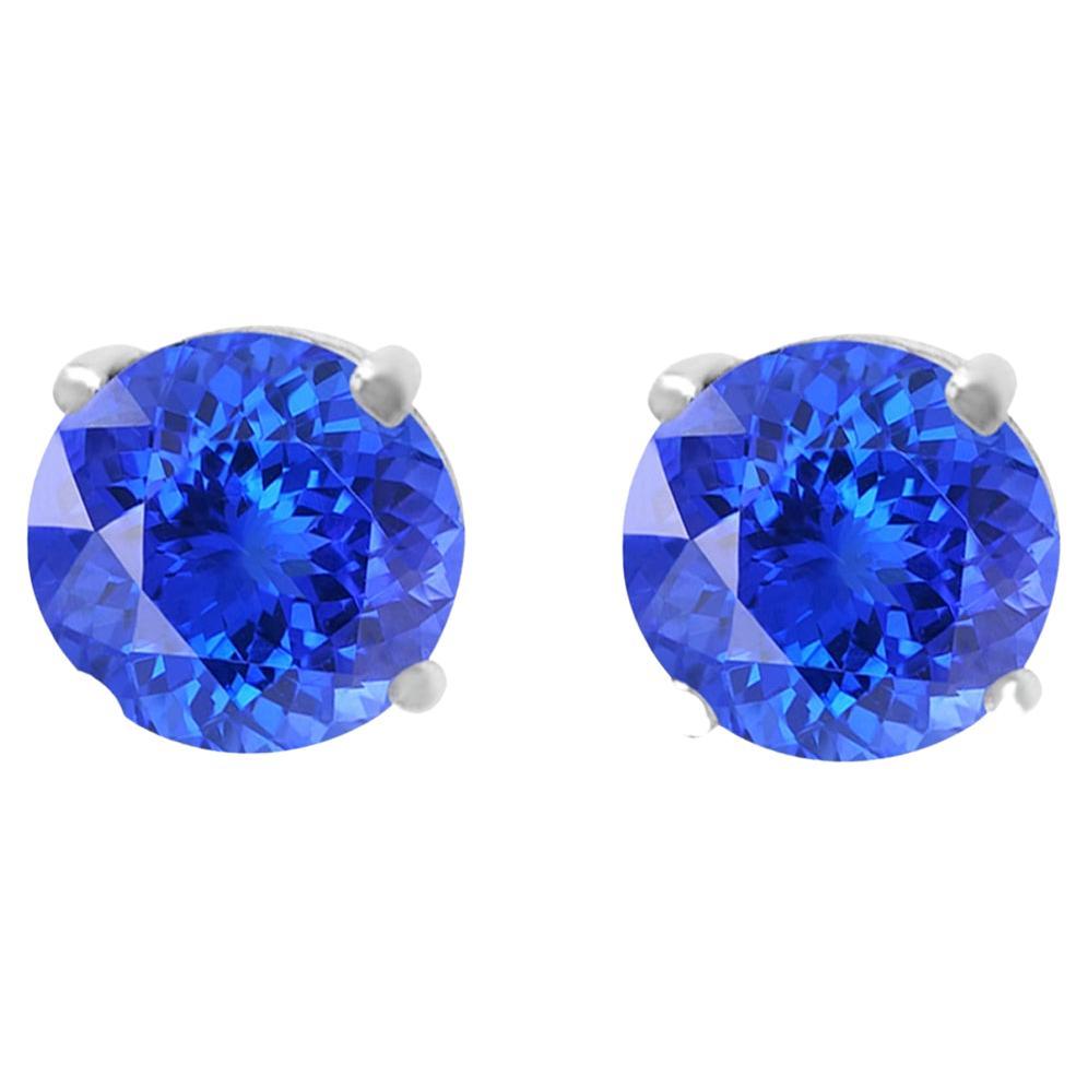14K White Gold 0.56cts Tanzanite Earring, Style#ER4RD100 For Sale