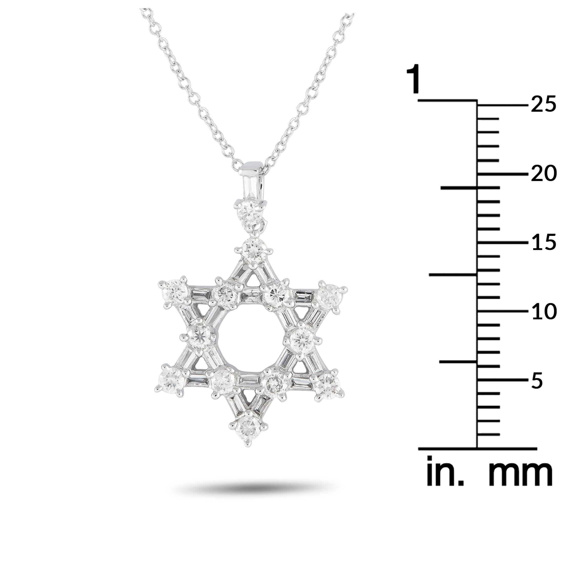 14K White Gold 0.57ct Diamond Star of David Necklace PN15343-W In New Condition For Sale In Southampton, PA