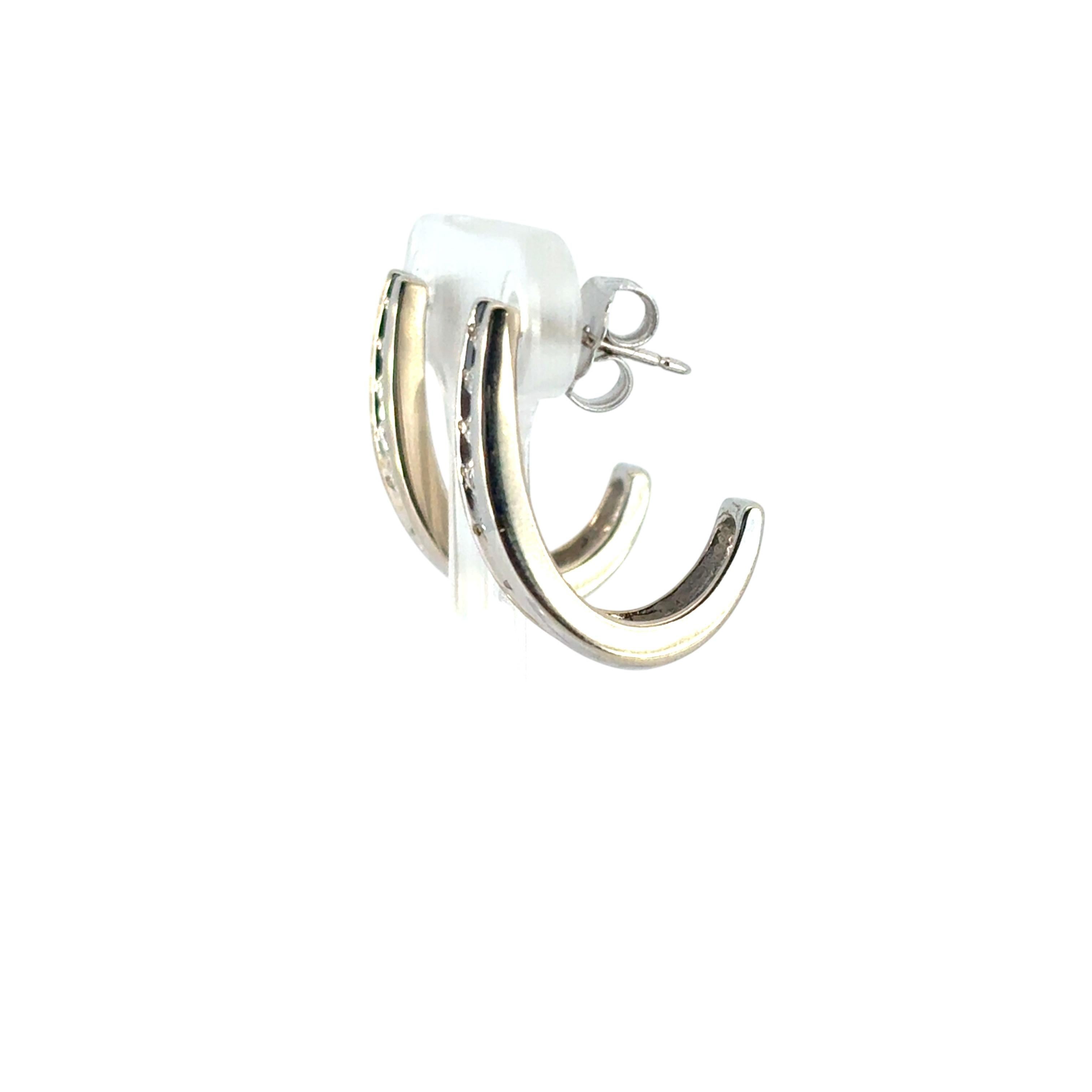 14k White Gold 0.57ctw Channel Set Diamond Hoops For Sale 4