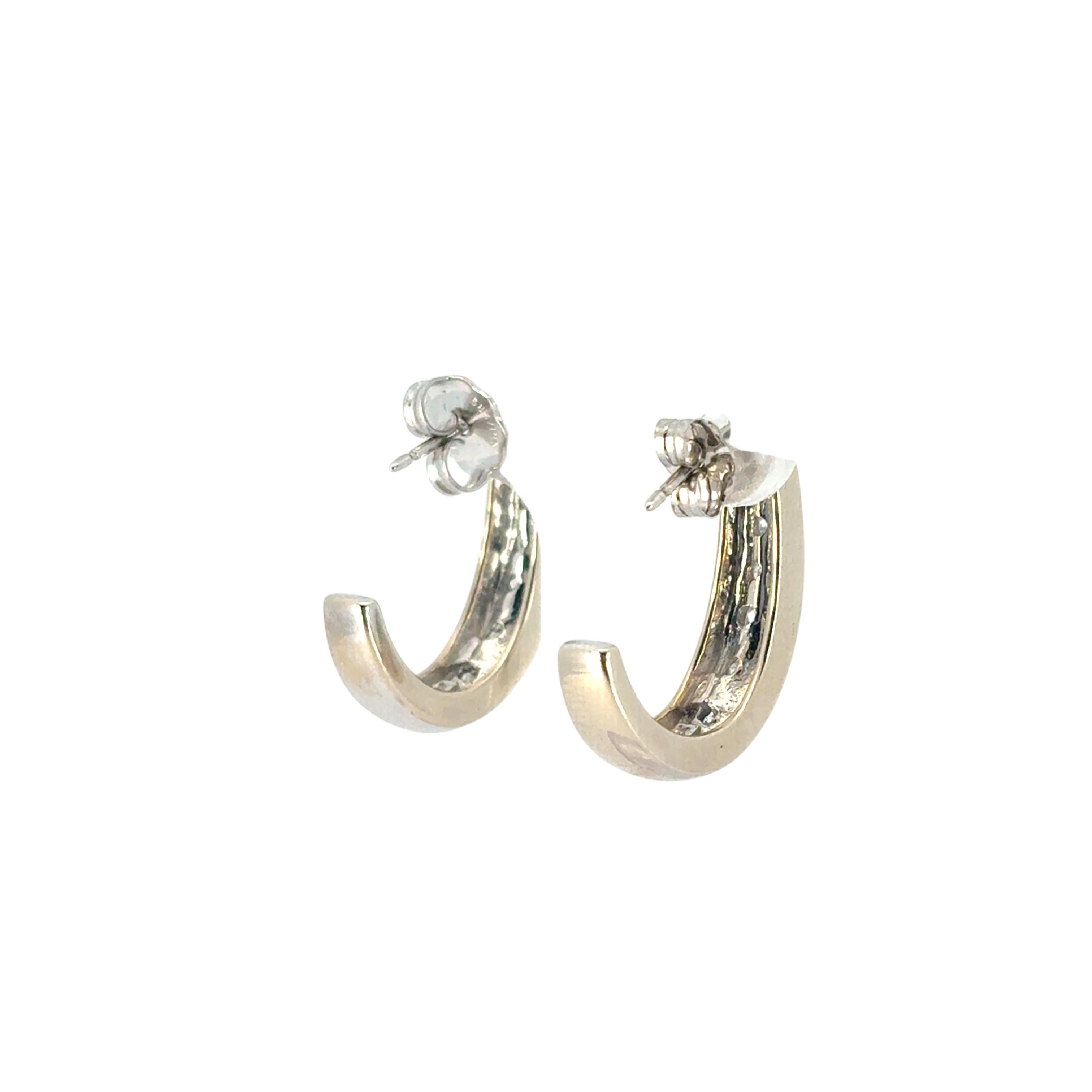 Round Cut 14k White Gold 0.57ctw Channel Set Diamond Hoops For Sale