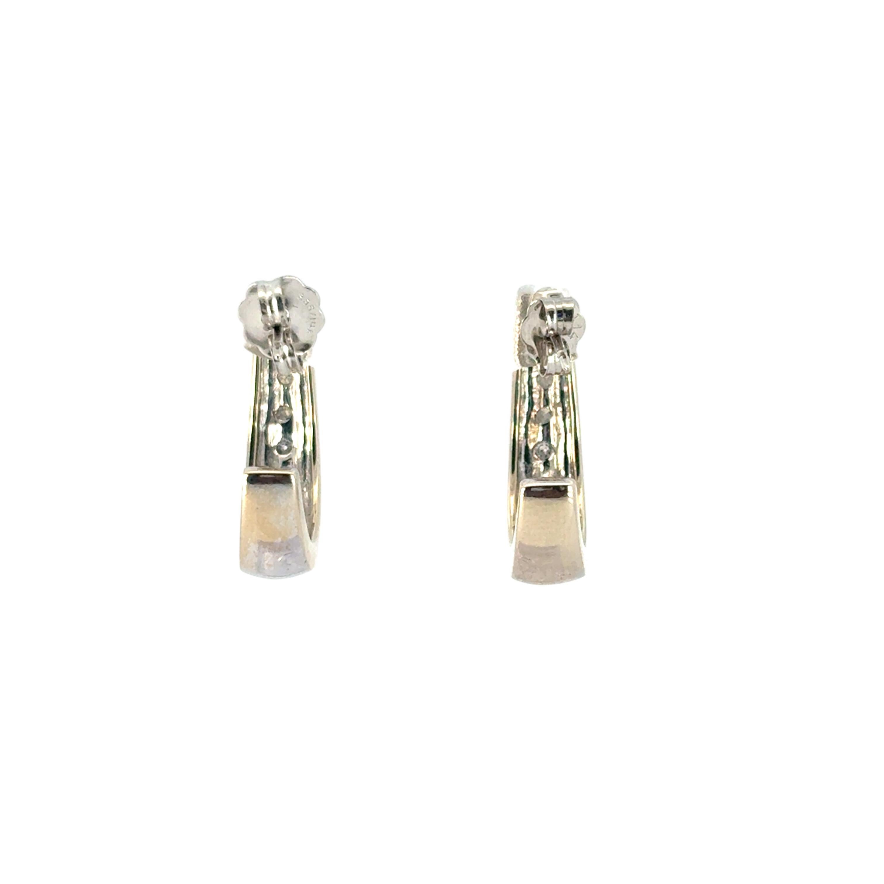 Women's 14k White Gold 0.57ctw Channel Set Diamond Hoops For Sale