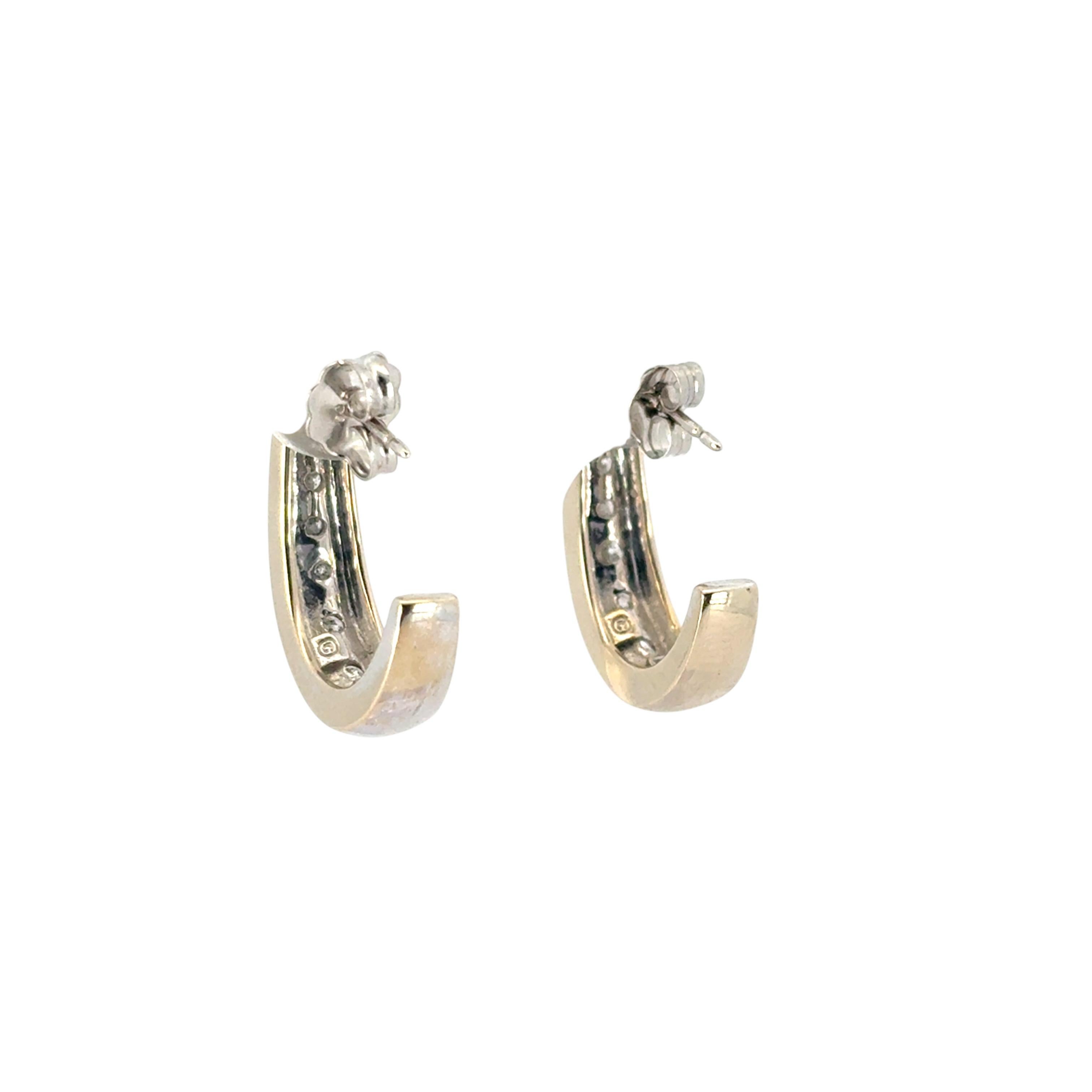 14k White Gold 0.57ctw Channel Set Diamond Hoops For Sale 1