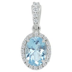 Pendentif en or blanc 14 carats avec aigue-marine et diamants 0,58 carat, style n°TS1118AQP 19218/4