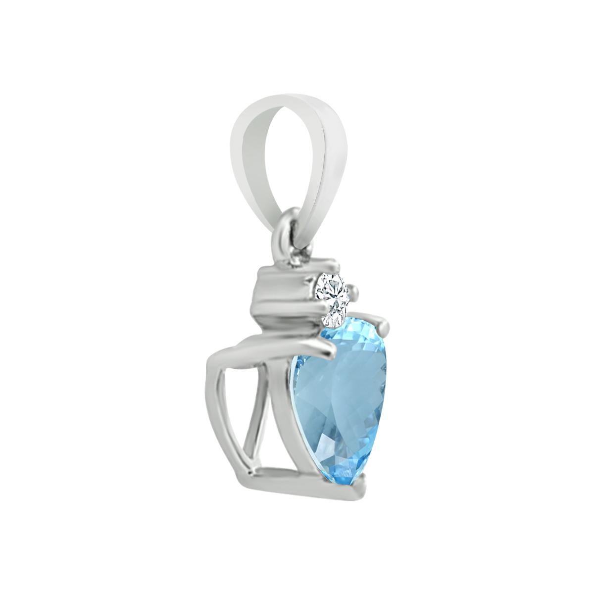 Modern 14K White Gold 0.58cts Aquamarine and Diamond Pendant, Style#TS1353AQP 22057/4 For Sale