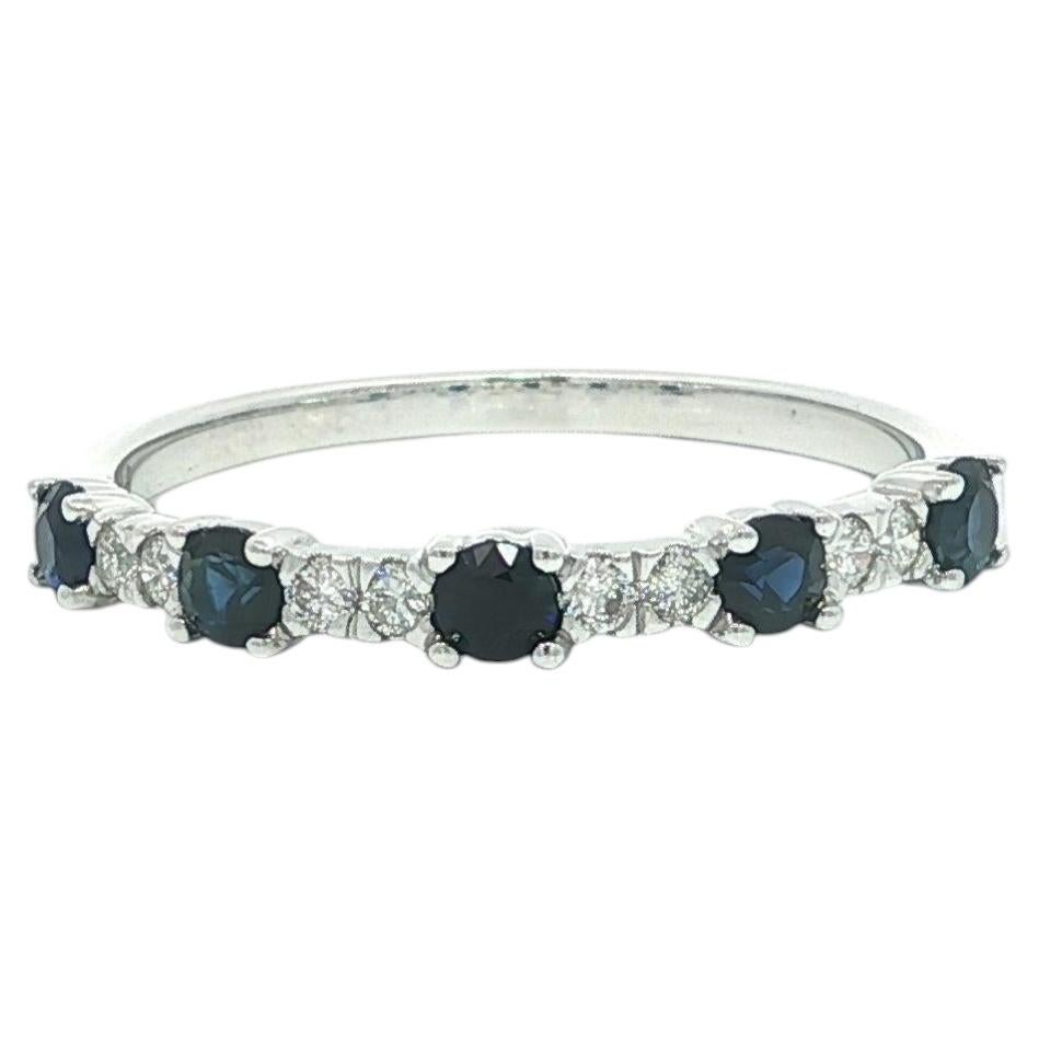 Bague en or blanc 14k 0.58ctw saphir et diamant Dainty Stack Band