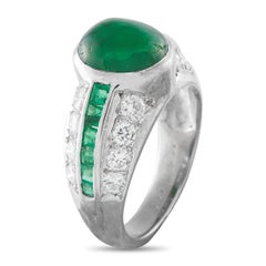 14K White Gold 0.60ct Diamond and Emerald Ring MF13-030226