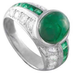 14K White Gold 0.60ct Diamond and Emerald Ring MF13-030226