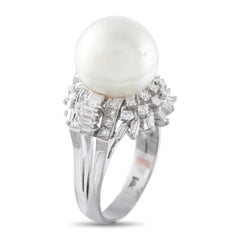 Anello in oro bianco 14K con diamanti e perle da 0,60 carati MF14-050526