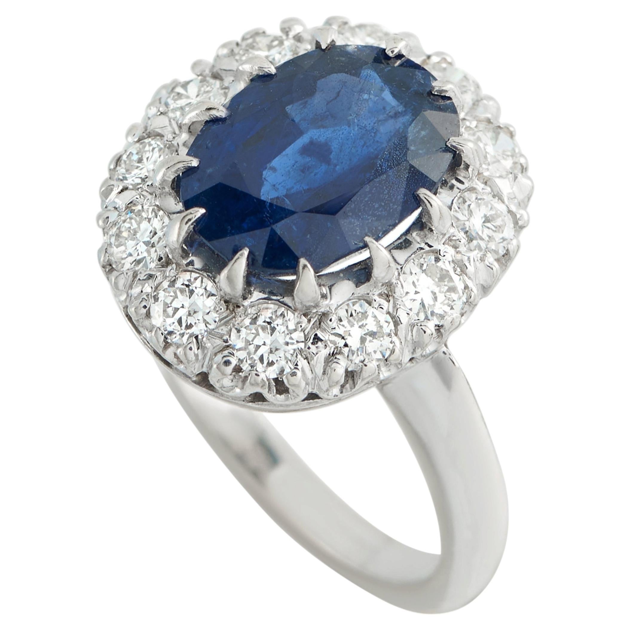 14K Weißgold 0,60ct Diamant und Saphir Ring MF29-051526