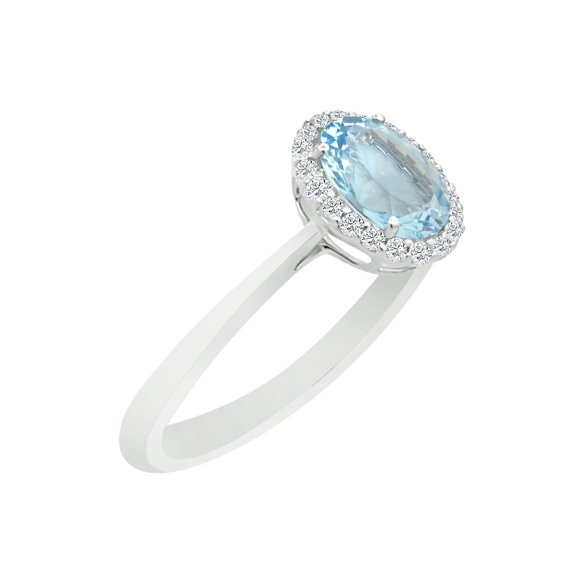 Make Her Sparkle With This Beautiful Tone Of Blue Aquamarine That Captures The shade Of Light Blue Sky.
This Clear, Light Blue Stone Sparkles Like A Diamond But Has A Subtle, Pleasant Shade Of Color For a Unique Style.
This Aquamarine Ring With Fine