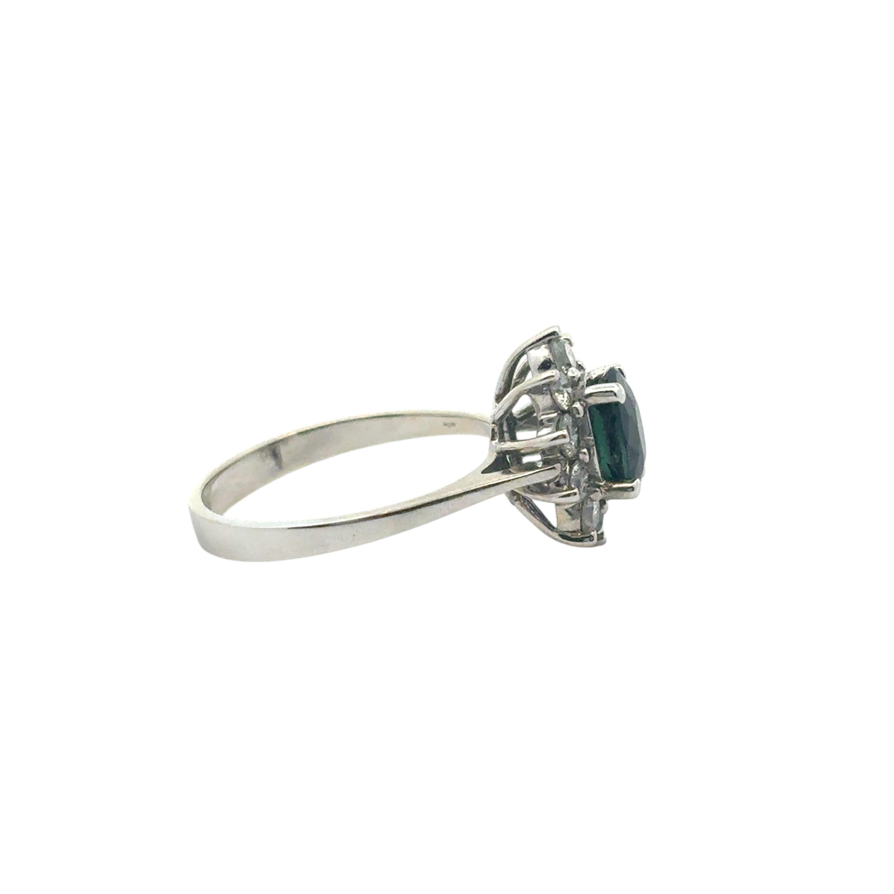 14k White Gold 0.60ctw Oval Blue Sapphire 0.40ctw Natural Diamond Ring For Sale 4