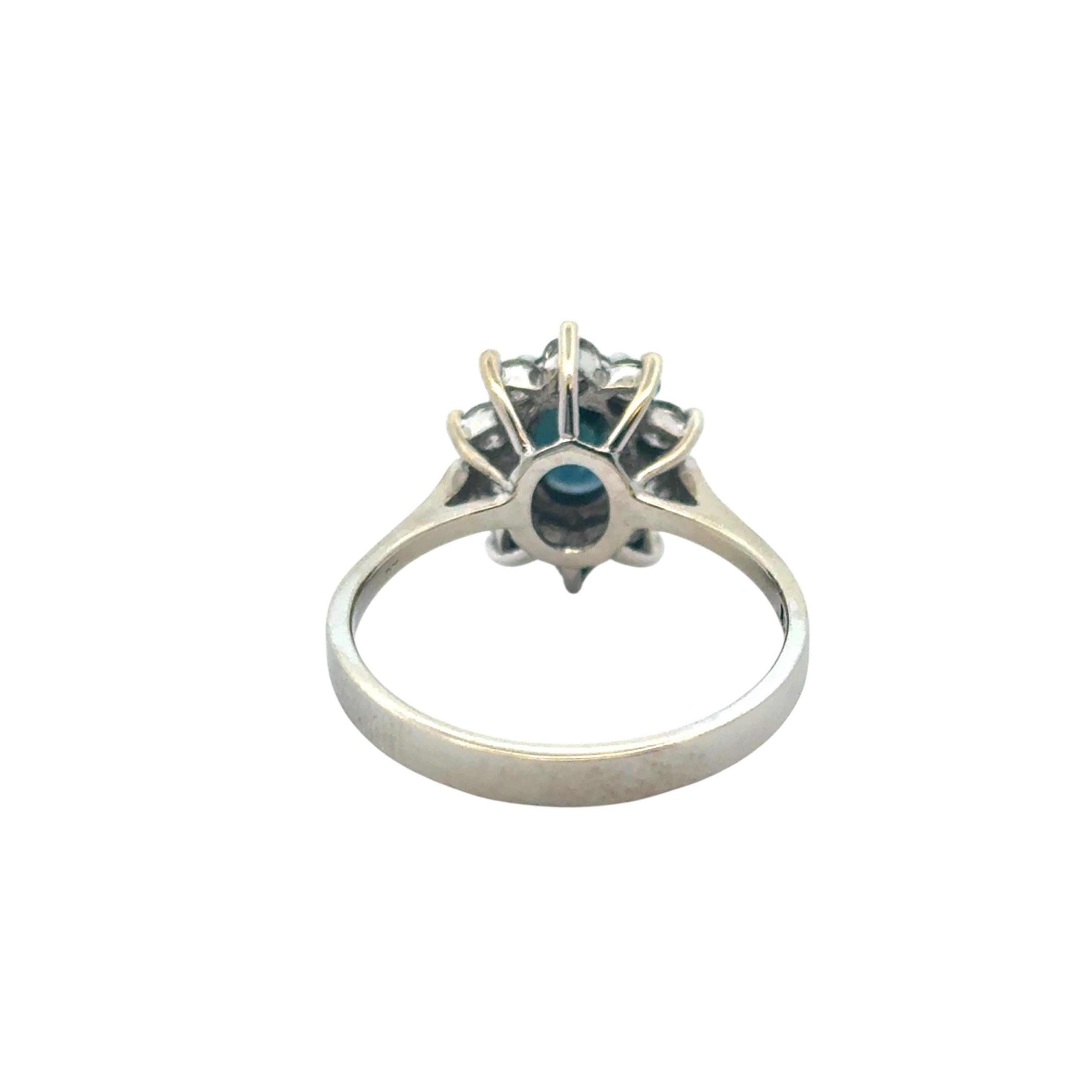 14k White Gold 0.60ctw Oval Blue Sapphire 0.40ctw Natural Diamond Ring For Sale 5