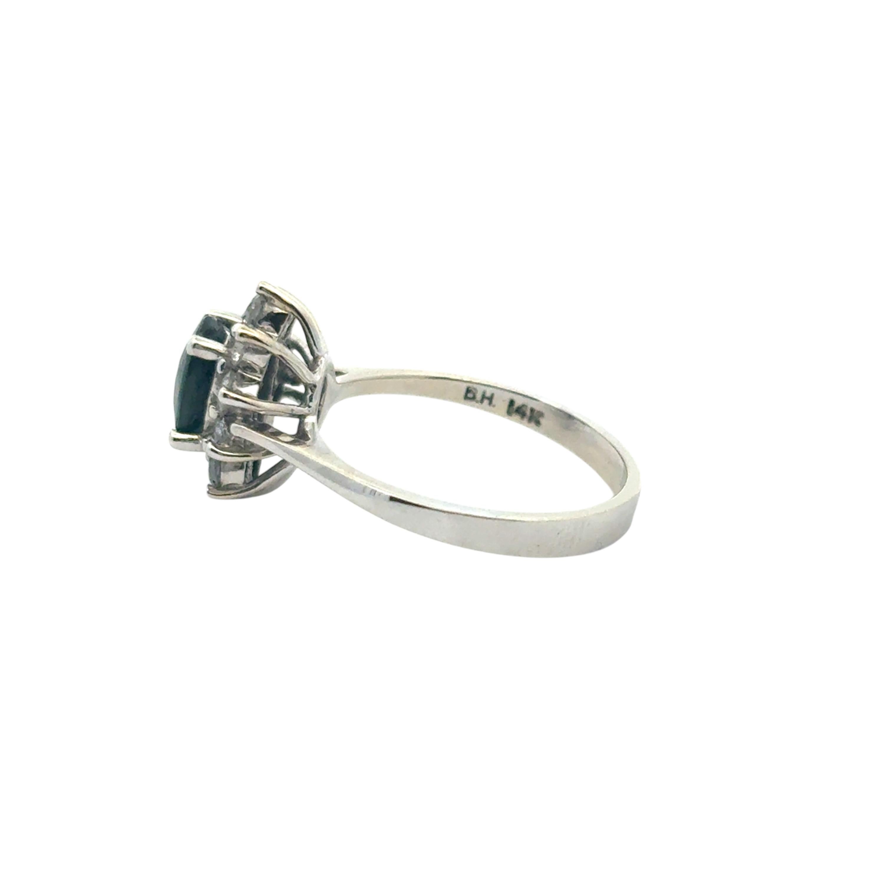 14k White Gold 0.60ctw Oval Blue Sapphire 0.40ctw Natural Diamond Ring For Sale 6