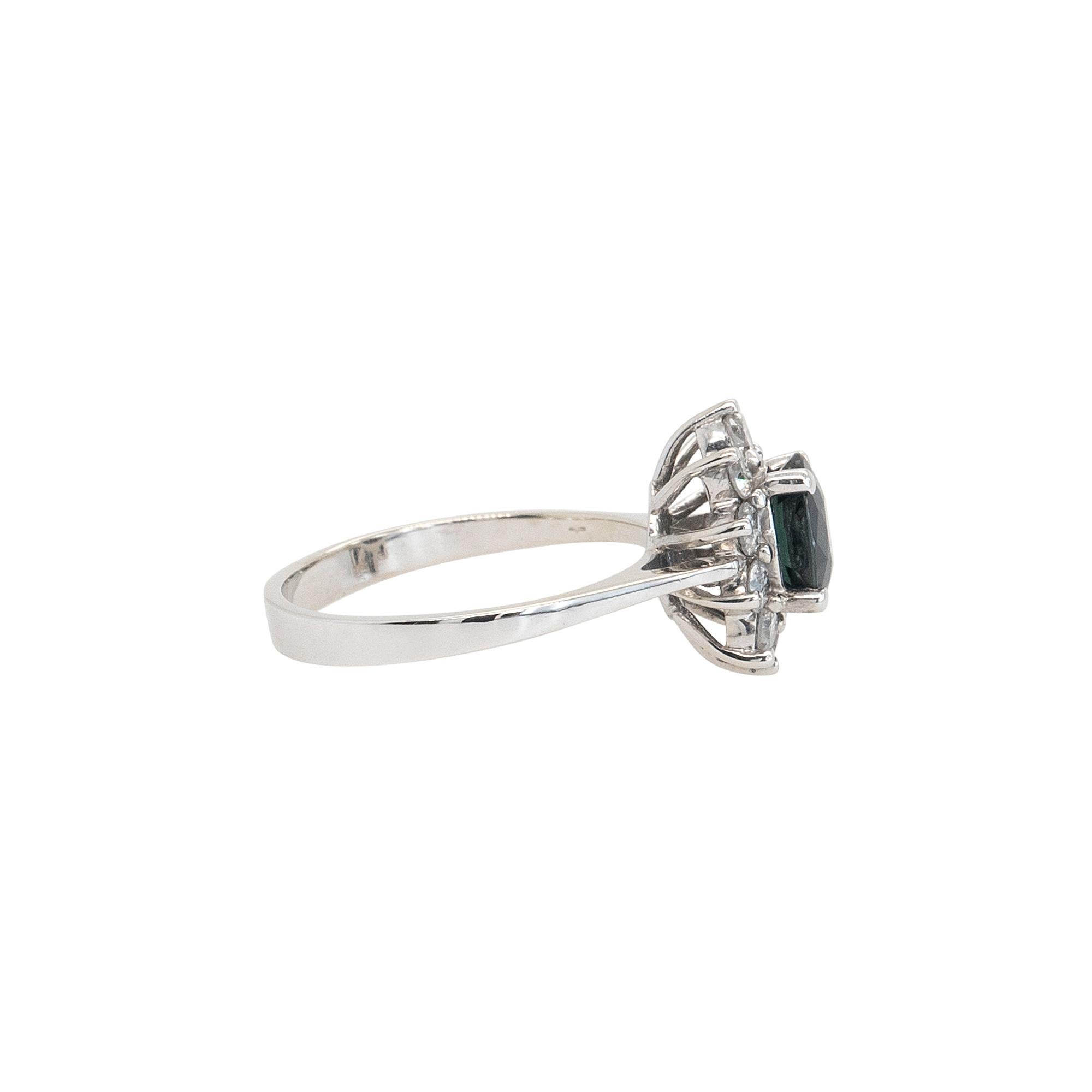 14k White Gold 0.60ctw Oval Blue Sapphire 0.40ctw Natural Diamond Ring For Sale 9