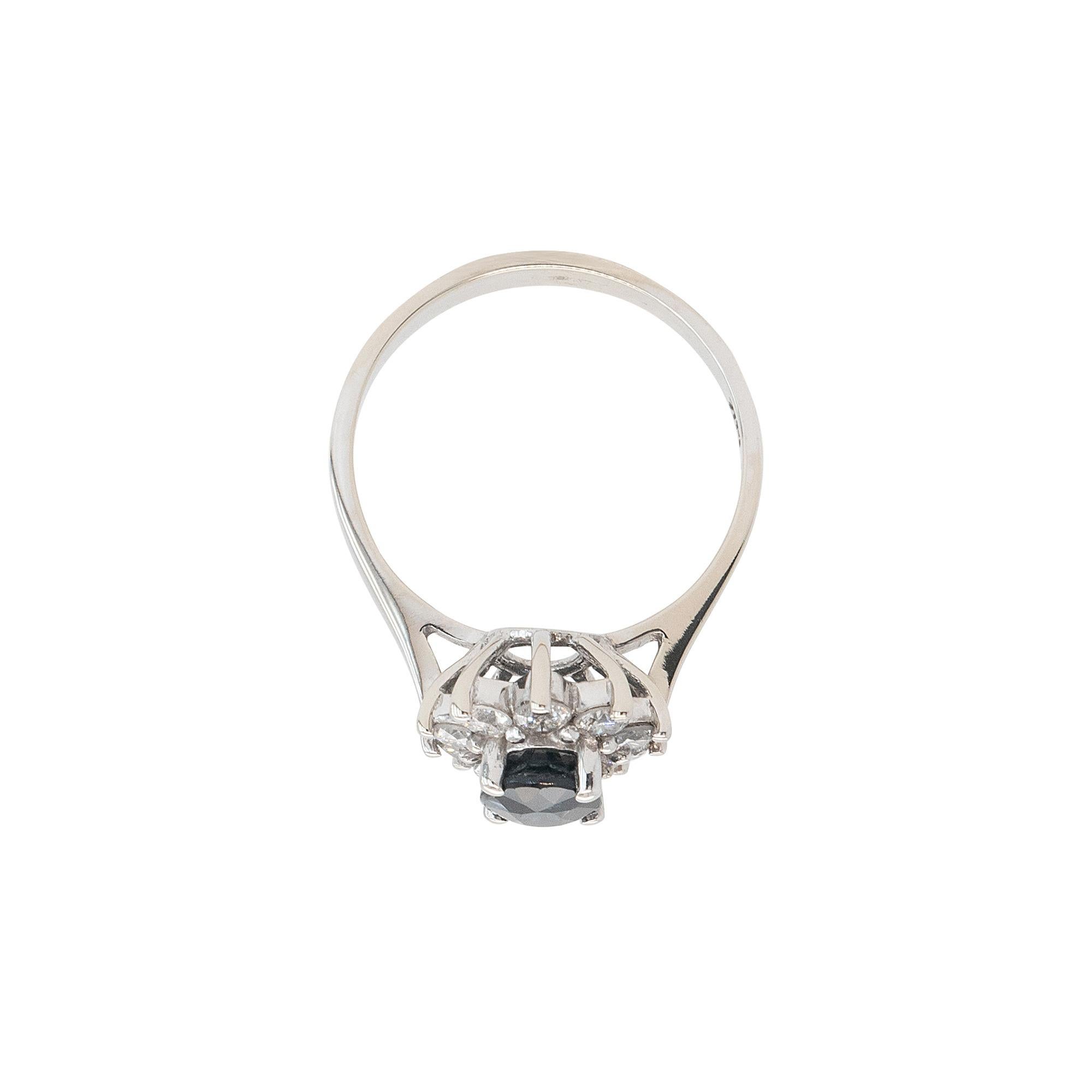14k White Gold 0.60ctw Oval Blue Sapphire 0.40ctw Natural Diamond Ring For Sale 12