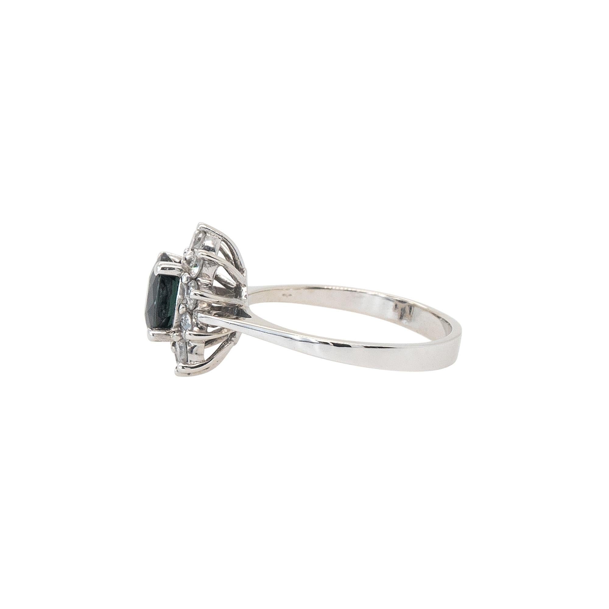 14k White Gold 0.60ctw Oval Blue Sapphire 0.40ctw Natural Diamond Ring For Sale 13