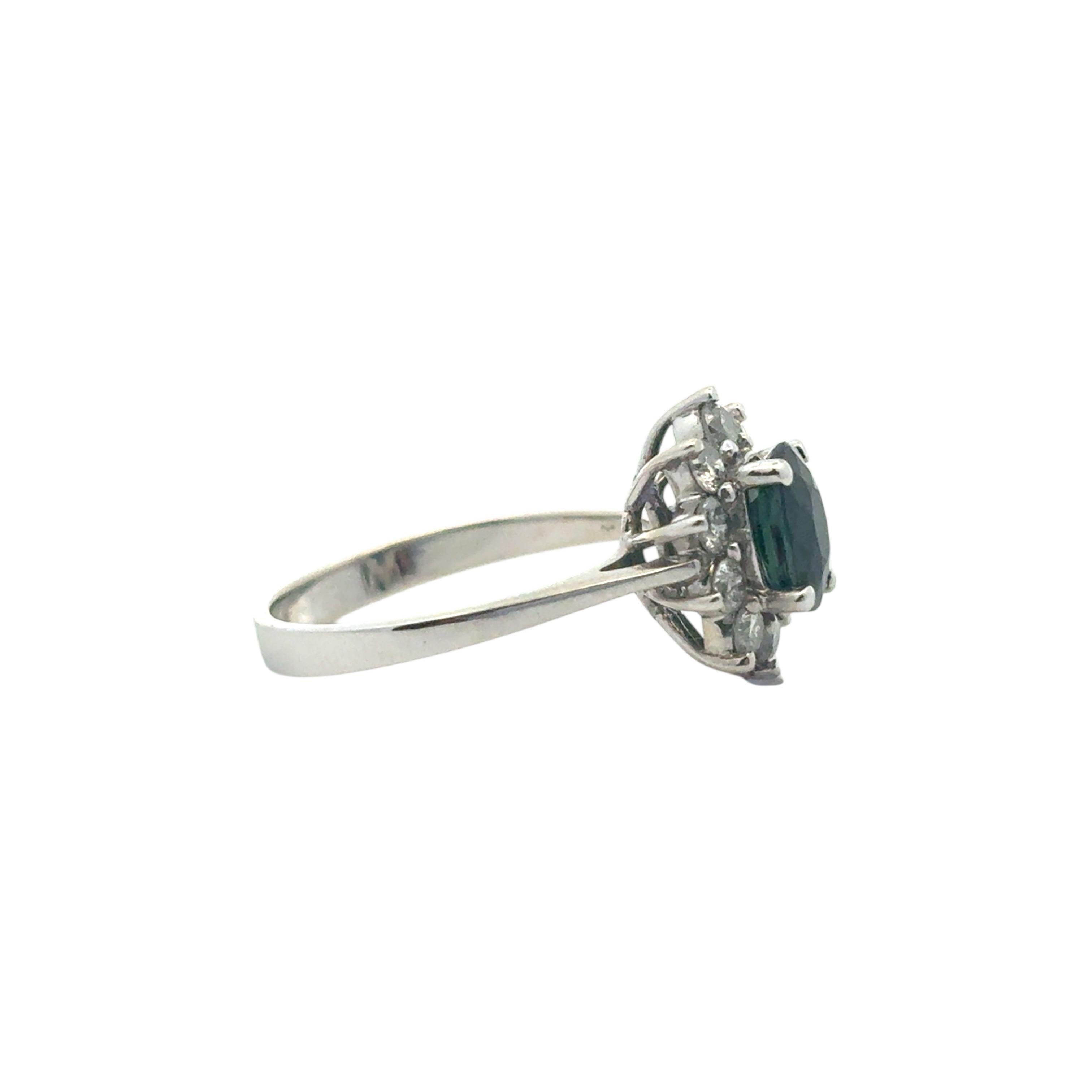 14k White Gold 0.60ctw Oval Blue Sapphire 0.40ctw Natural Diamond Ring In New Condition For Sale In Boca Raton, FL
