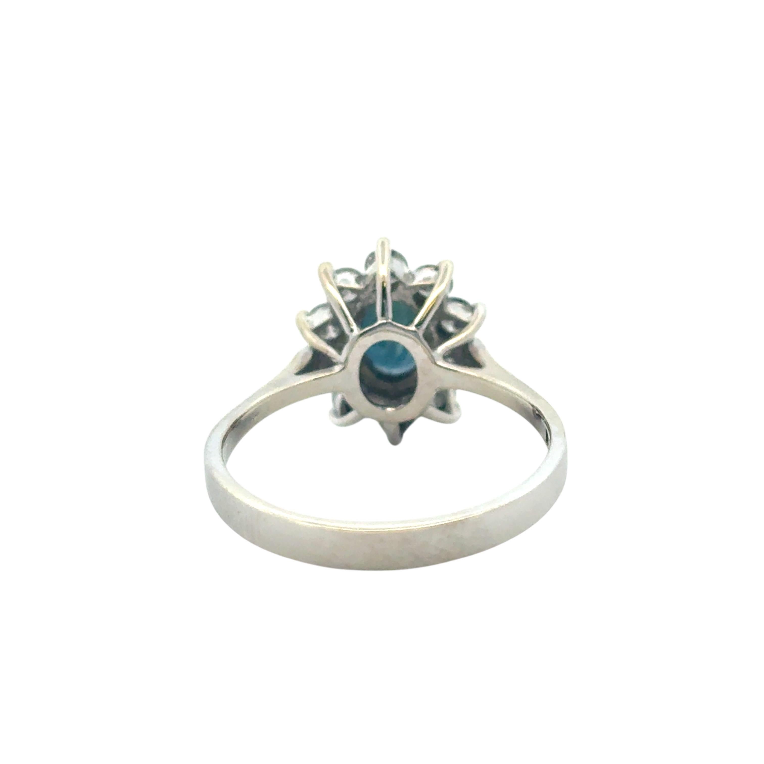 Women's 14k White Gold 0.60ctw Oval Blue Sapphire 0.40ctw Natural Diamond Ring For Sale