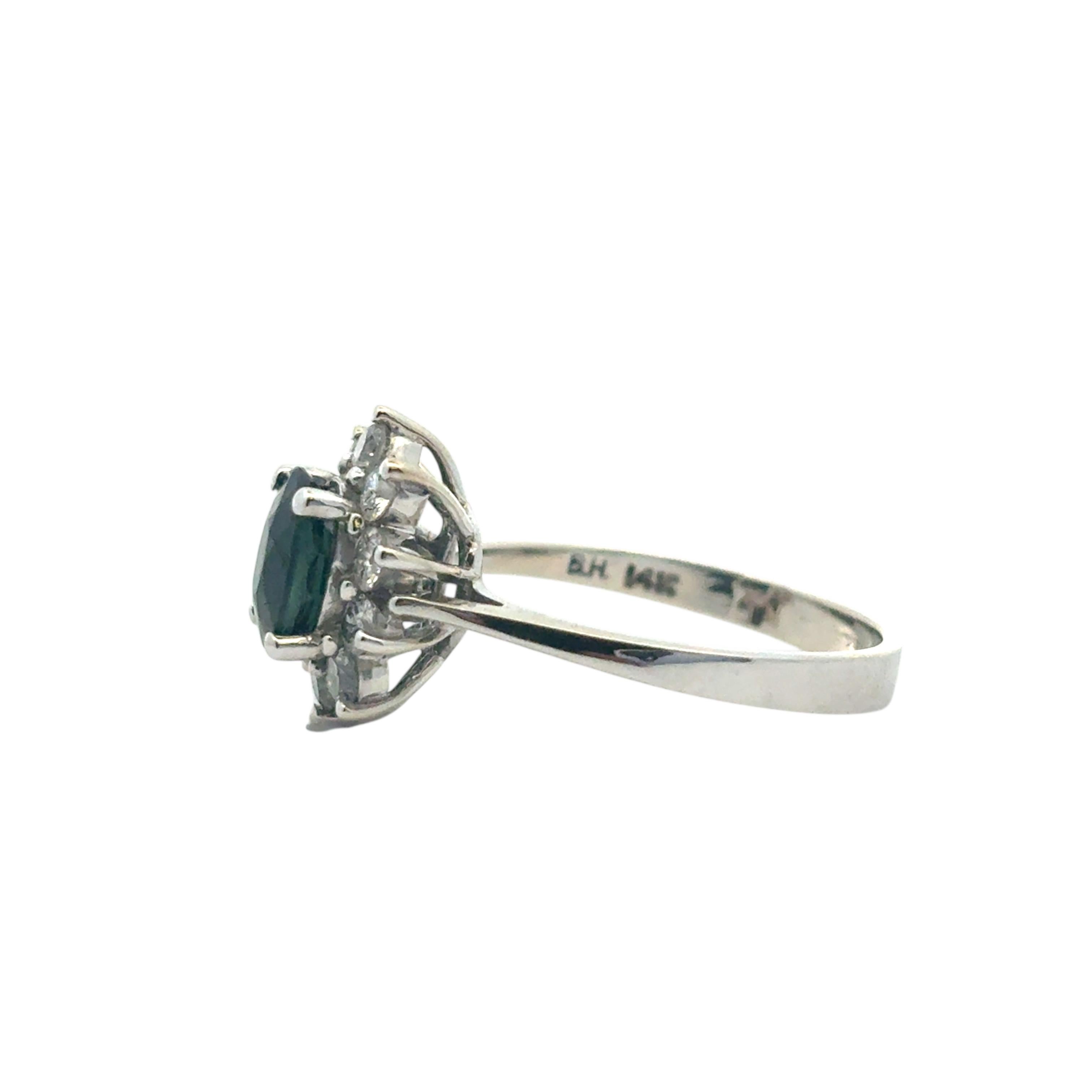 14k White Gold 0.60ctw Oval Blue Sapphire 0.40ctw Natural Diamond Ring For Sale 1
