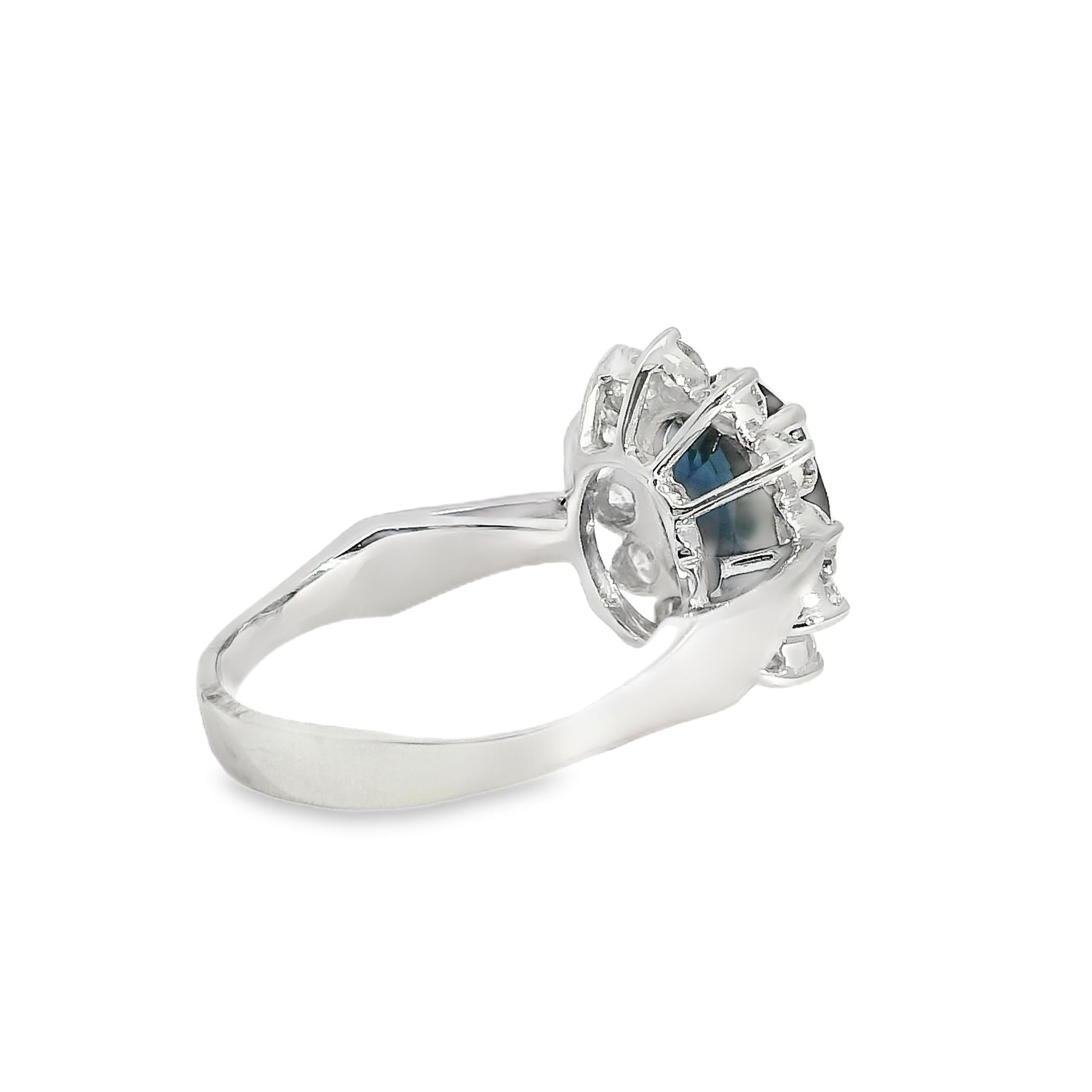 14k Weißgold 0,60ctw Oval Saphir 0,40ctw Natürlicher Diamantring im Angebot 2