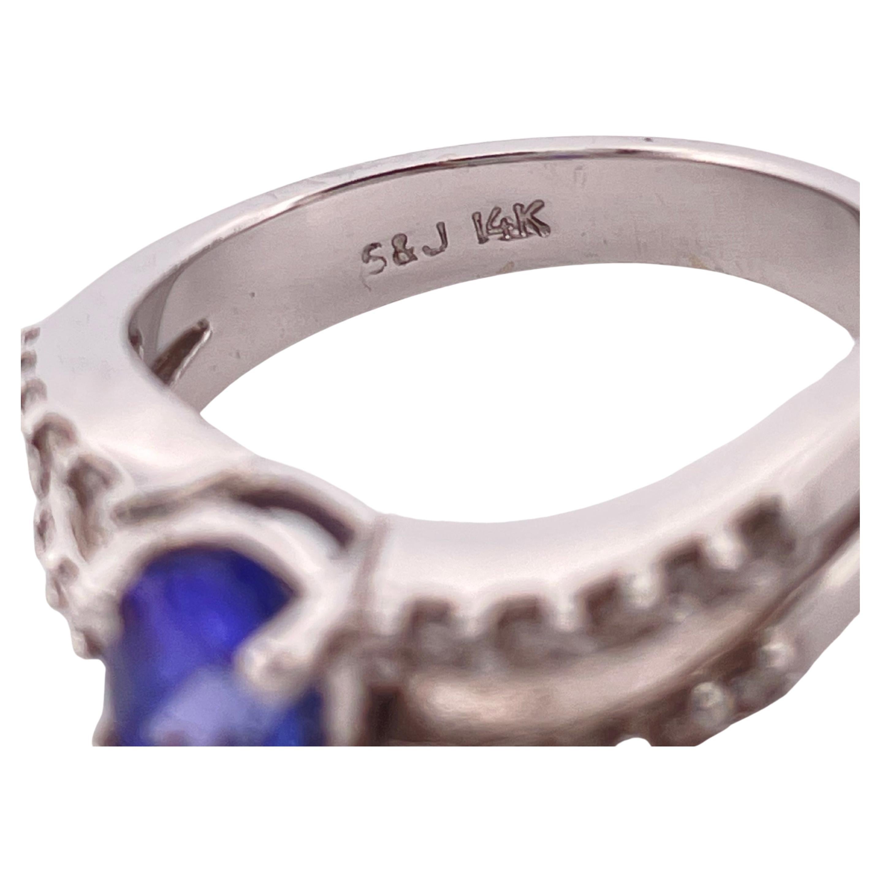 Anillo de oro blanco de 14 quilates con tanzanita de 0,60 quilates y diamante H-I SI1 de 0,40 quilates en venta 4