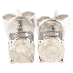 Clous d'oreilles en or blanc 14 carats avec diamants ronds de 0,61 carat