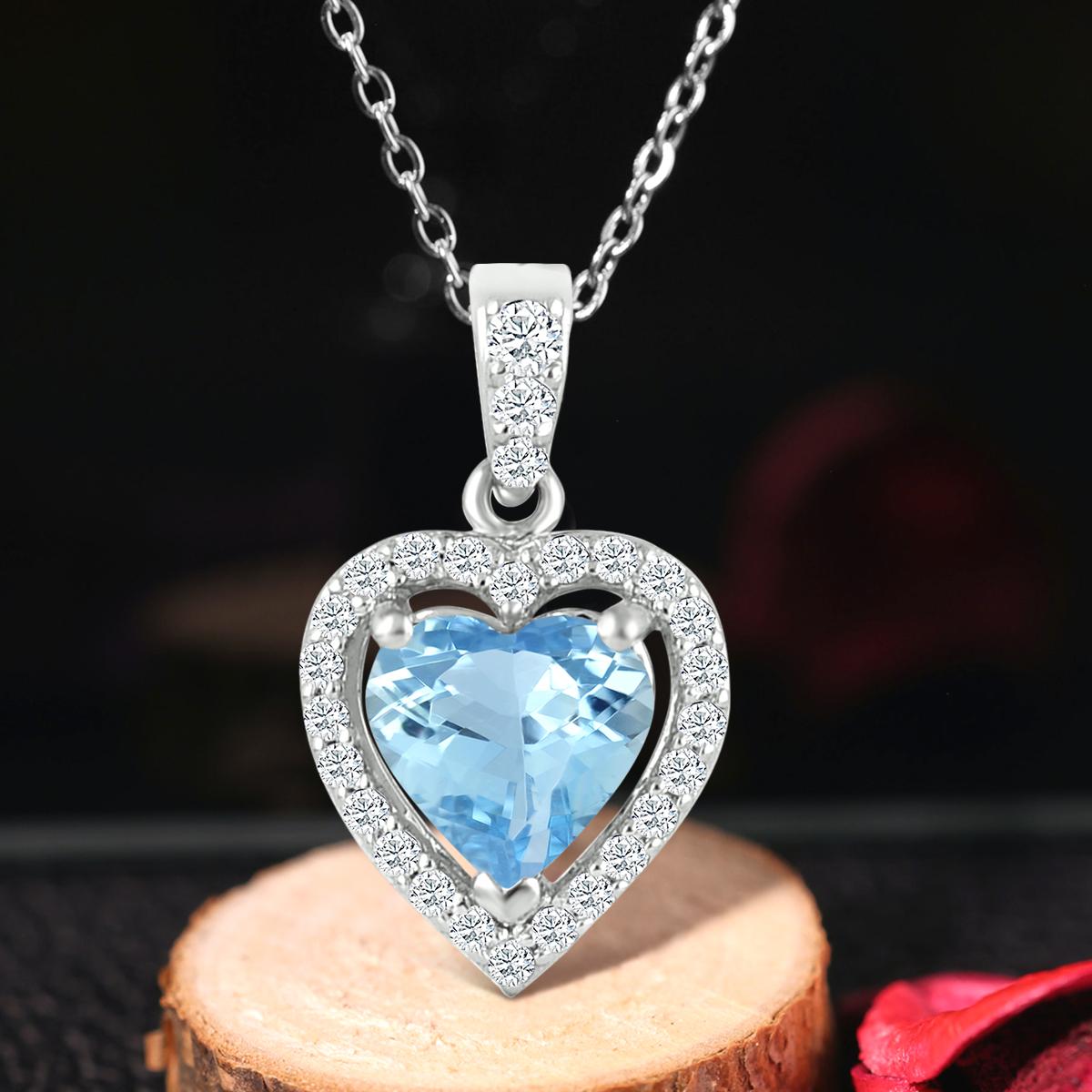 Modern 14k White Gold 0.62cts Aquamarine and Diamond Pendant, Style#TS1267AQP 22068/10 For Sale