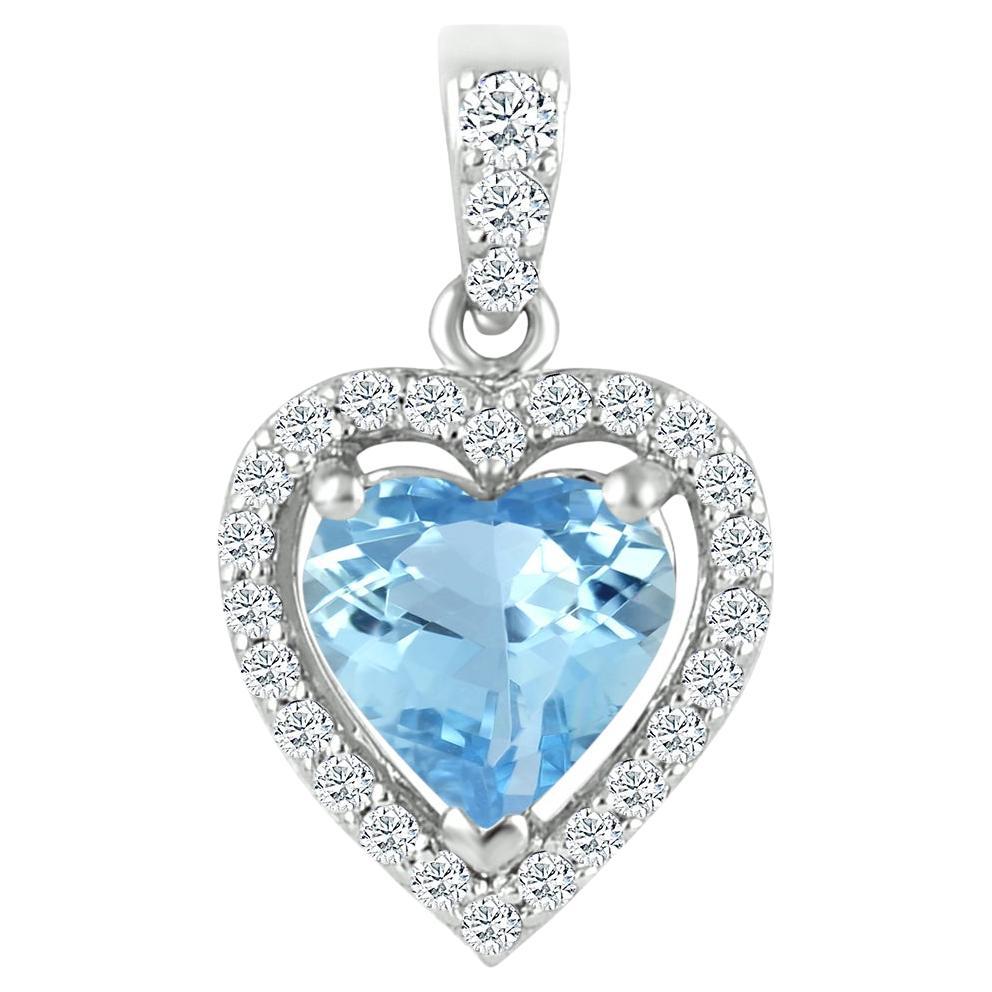 14k White Gold 0.62cts Aquamarine and Diamond Pendant, Style#TS1267AQP 22068/10 For Sale