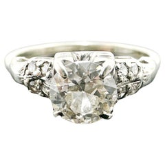 Anillo de compromiso de oro blanco de 14 quilates con diamantes naturales de talla europea antigua de 0,63 ct 0,73 TTCW