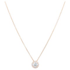 14 Karat Weißgold 0,65 Karat Diamant im Rundschliff Solitär Anhänger Halskette