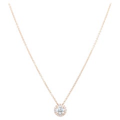 14 Karat Weißgold 0,65 Karat Diamant im Rundschliff Solitär Anhänger Halskette