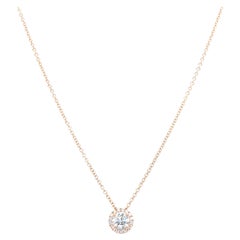 14k Weißgold 0,65 Karat Diamant im Rundschliff Solitär-Anhänger Halskette