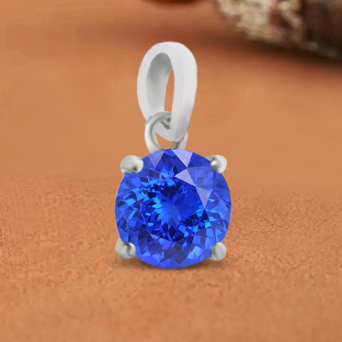 Modern 14K White Gold 0.65cts Tanzanite Pendant, Style#TS1325P For Sale