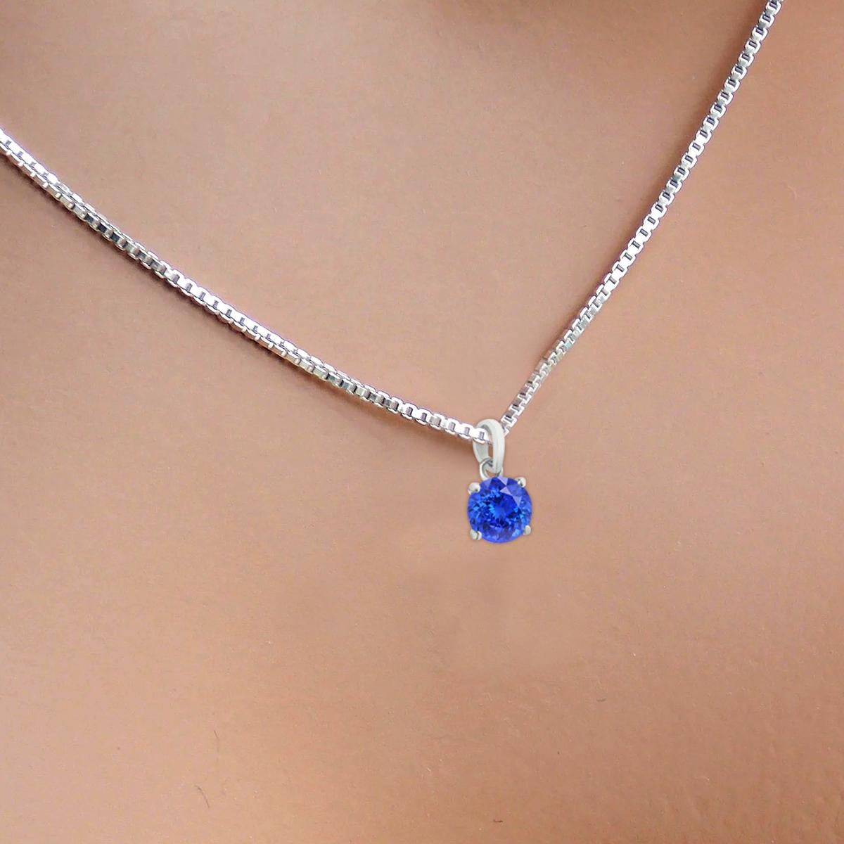 14K White Gold 0.65cts Tanzanite Pendant, Style#TS1325P In New Condition For Sale In New York, NY
