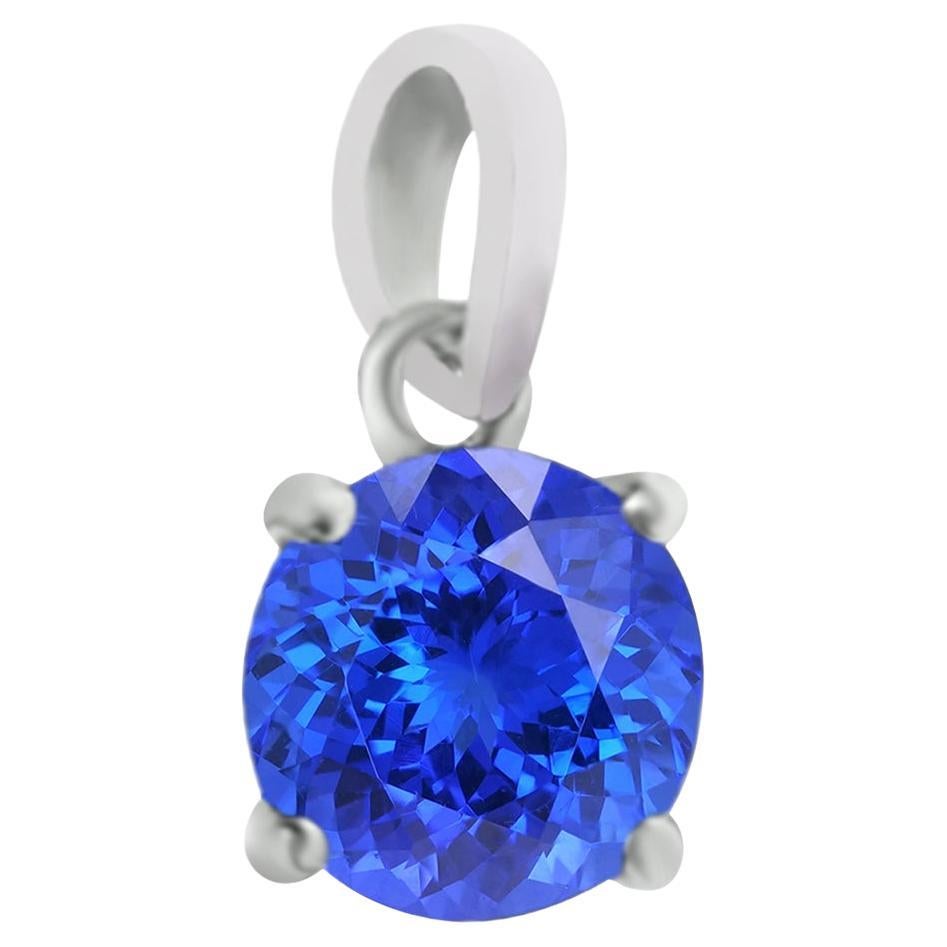14K White Gold 0.65cts Tanzanite Pendant, Style#TS1325P For Sale