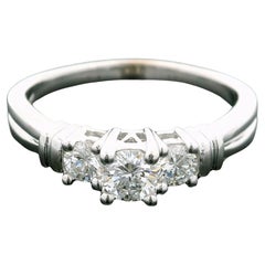 14k White Gold 0.65ctw Three Stone Diamond Engagement or Promise Band Ring