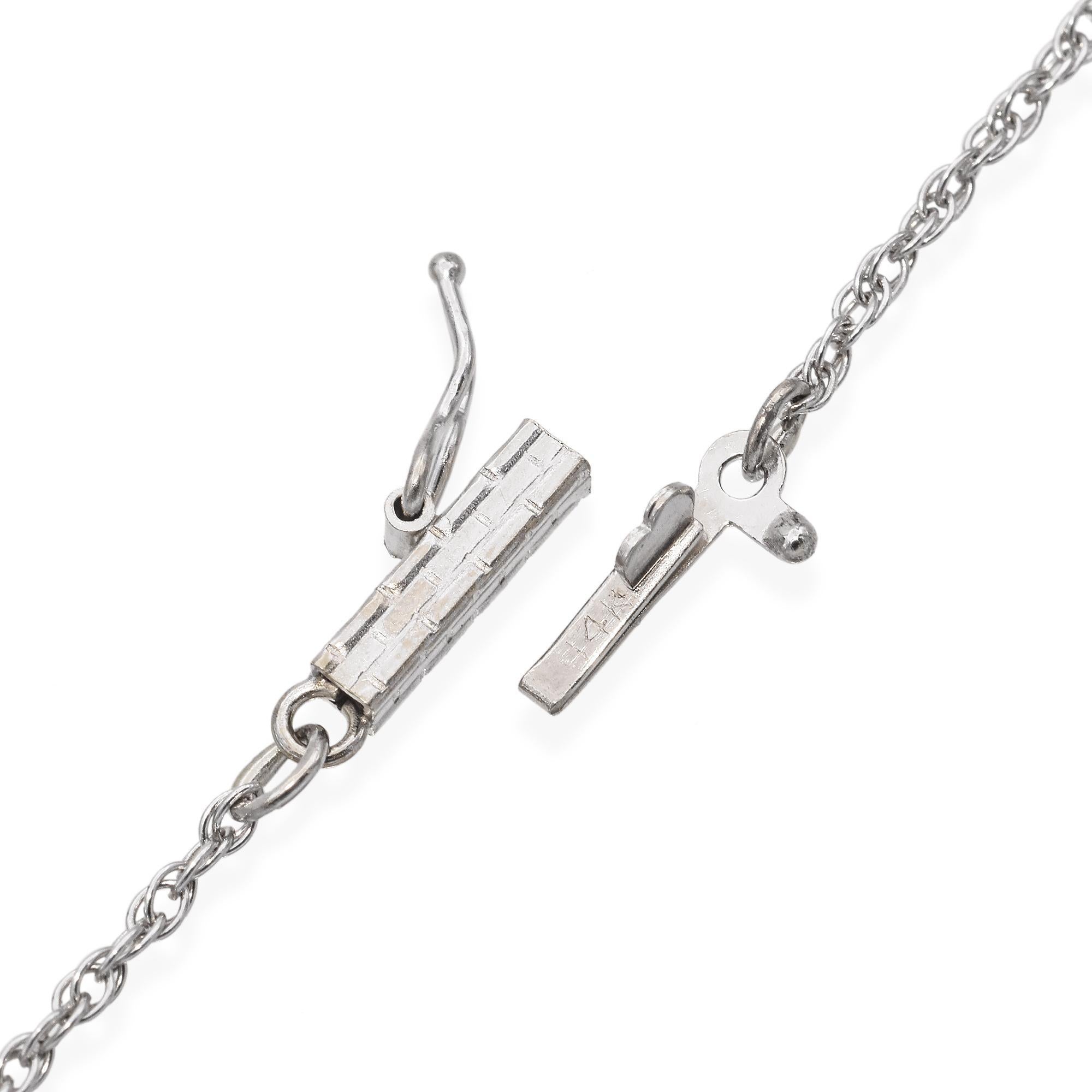 Or blanc 14 carats 0,66 carat Collier pendentif solitaire en diamants ronds brillants 1