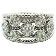 14k White Gold 0.66ct tw Round-cut Natural Diamond Bubble Ring (Size 6.5)