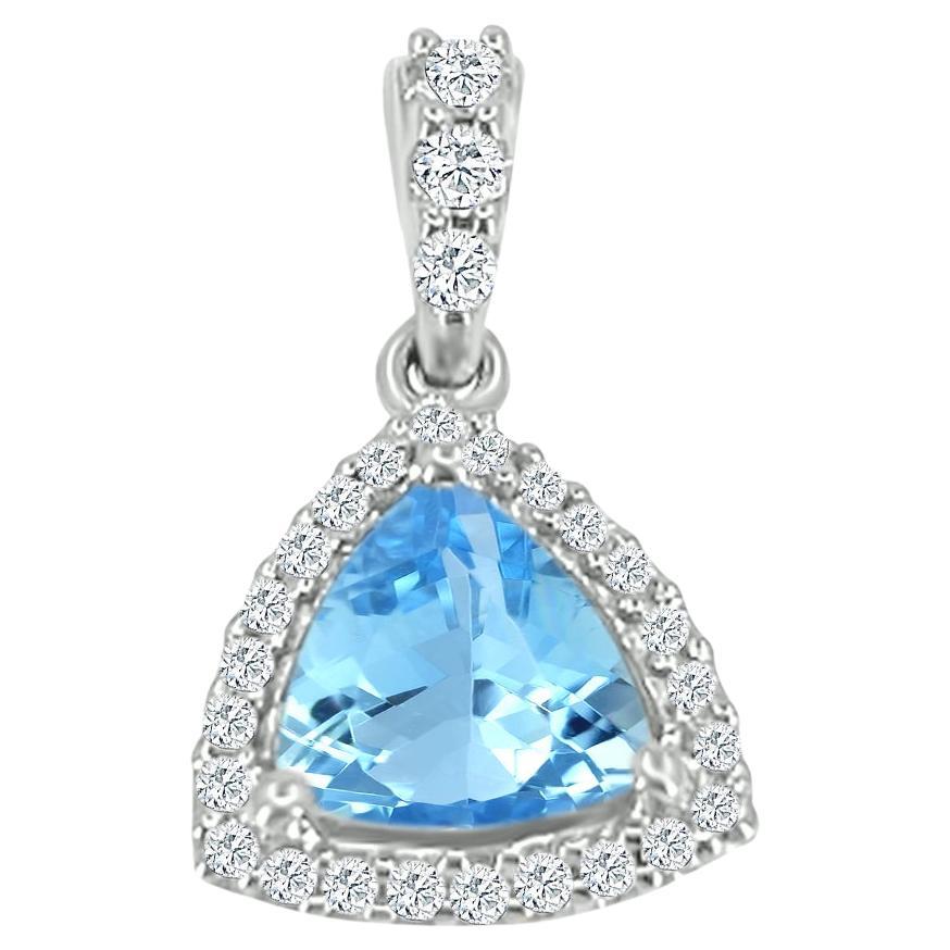 14k White Gold 0.69cts Aquamarine and Diamond Pendant, Style#TS1028AQP 21050/5 For Sale