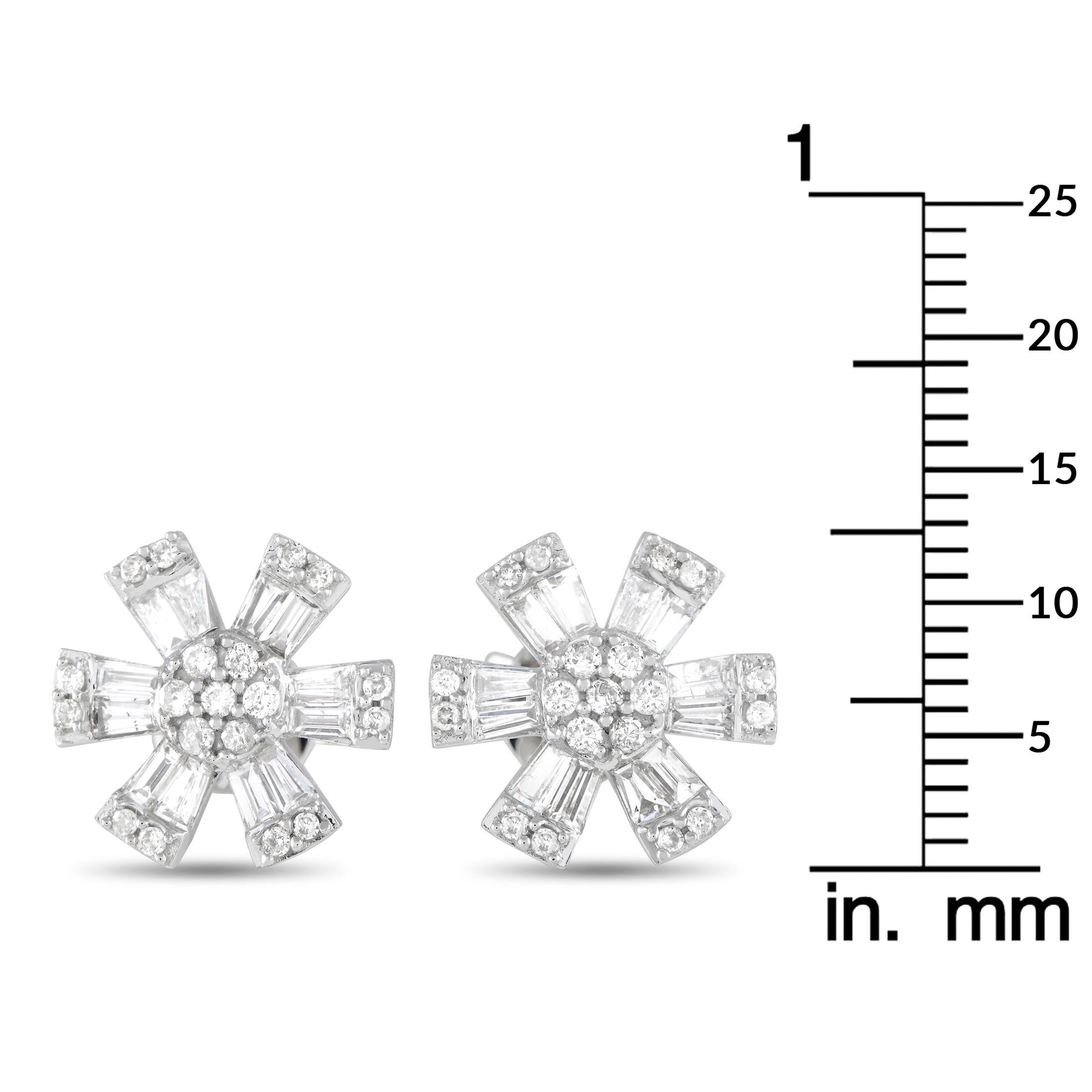 14K Weißgold 0,70 Karat Diamant Pinwheel-Ohrstecker (Rundschliff)