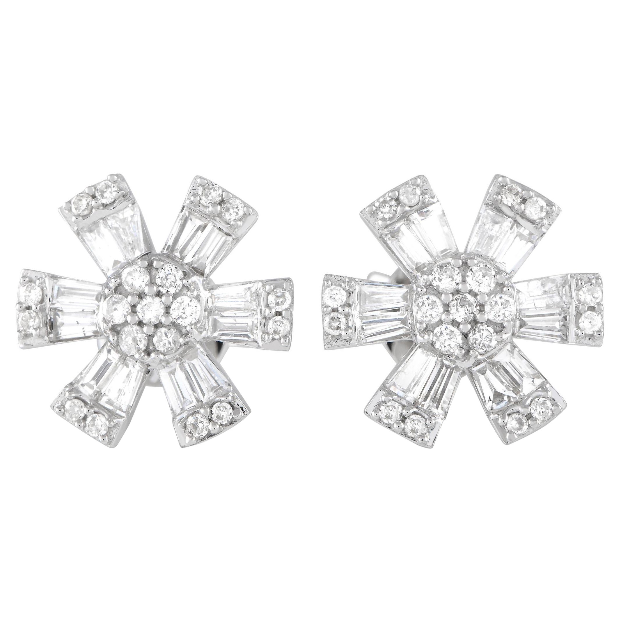 14K Weißgold 0,70 Karat Diamant Pinwheel-Ohrstecker