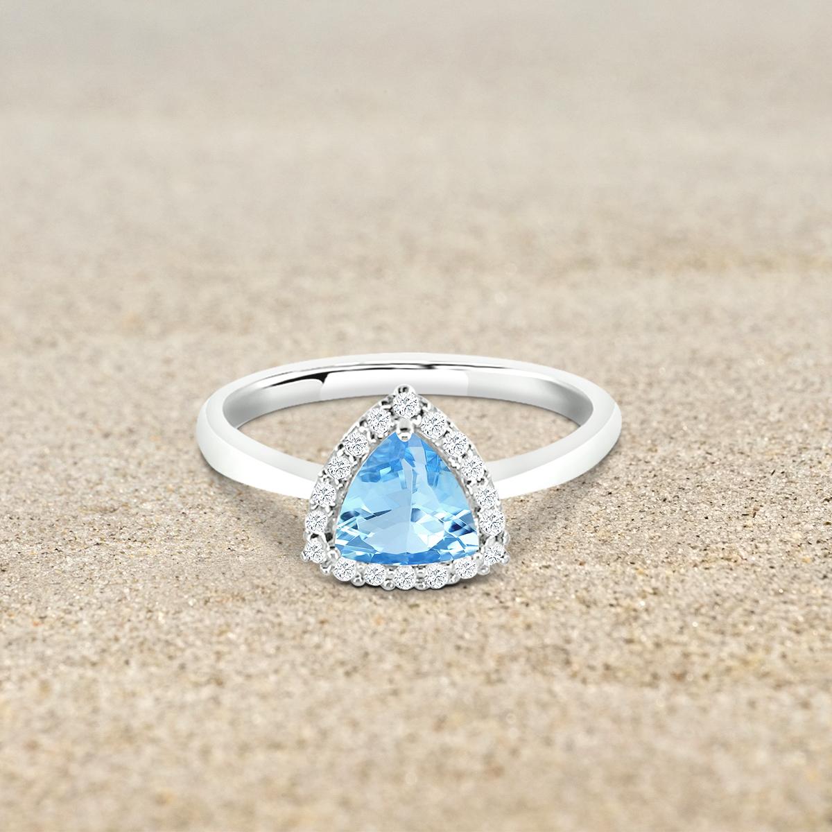 Modern 14k White Gold 0.70cts Aquamarine and Diamond Ring Style# TS1028AQR 19187/1 For Sale