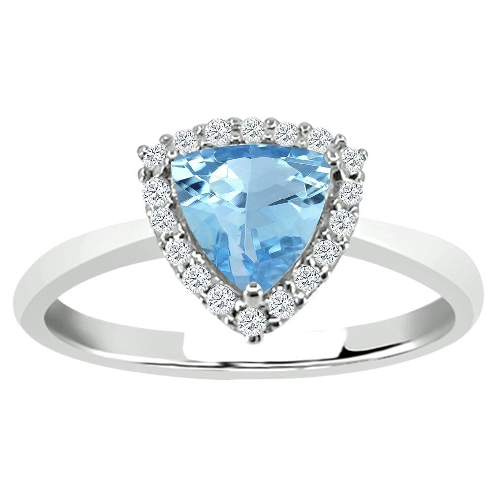 14k White Gold 0.70cts Aquamarine and Diamond Ring Style# TS1028AQR 19187/1