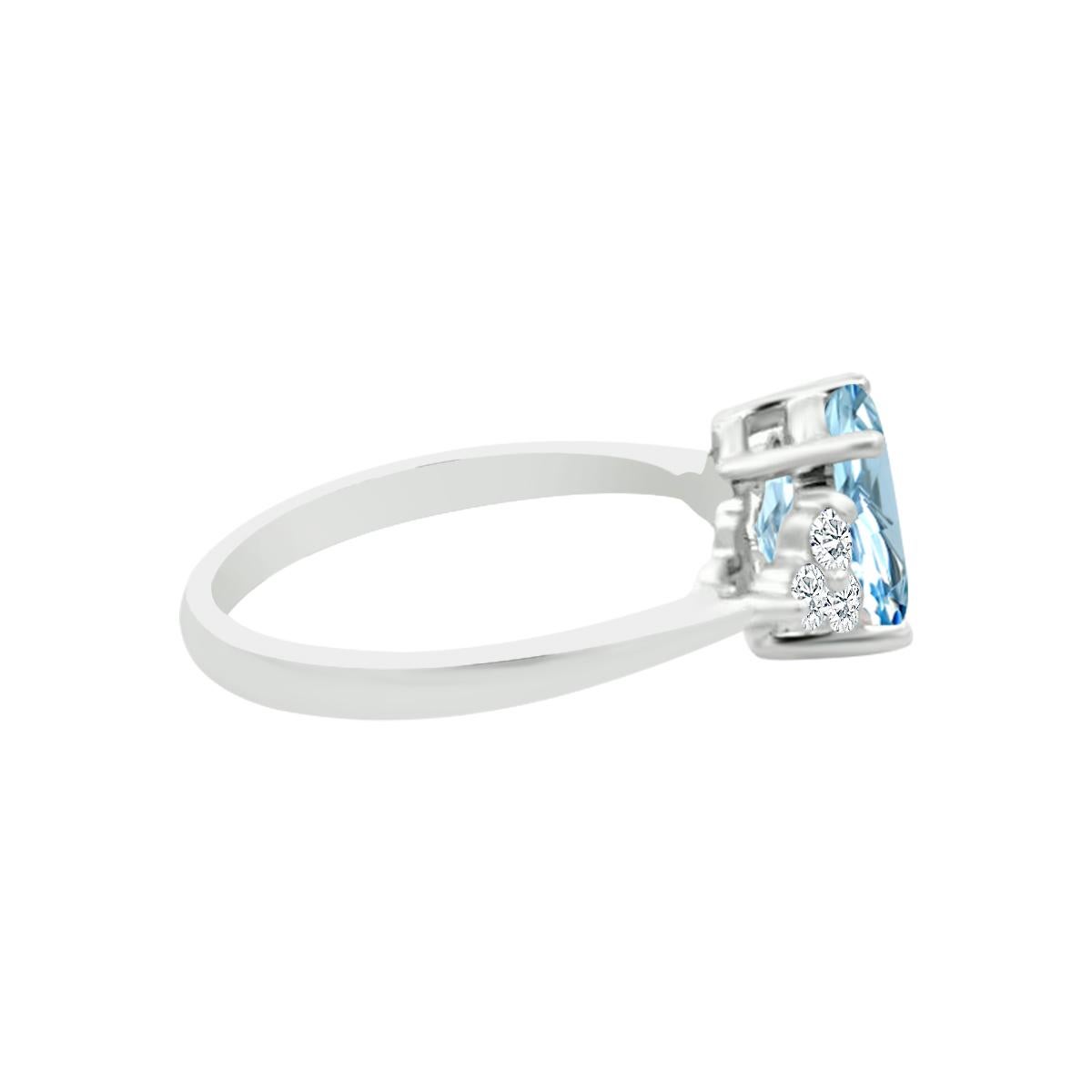 Modern 14k White Gold 0.70cts Aquamarine and Diamond Ring, Style# TS1063AQR 21053/5 For Sale