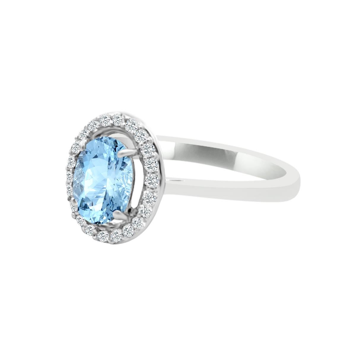 Modern 14K White Gold 0.70cts Aquamarine And Diamond Ring. Style# TS1310AQR 22028/10 For Sale